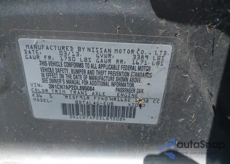 2013 Nissan Versa 1.6 S из США, поврежденный, VIN 3N1CN7AP2DL895084